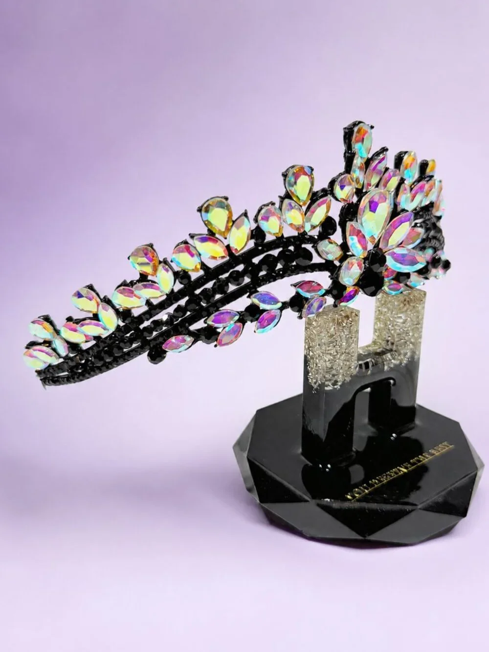black AB tiara, Princess tiara, Halloween costume crown, Flower Girl Headband
